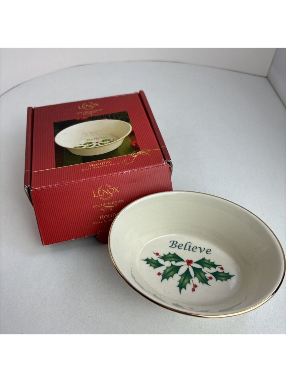 Lenox Holiday "Believe" Oval Trinket Jewelry Soap Dish